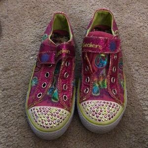 Sketchers, pink glitter with colored stones